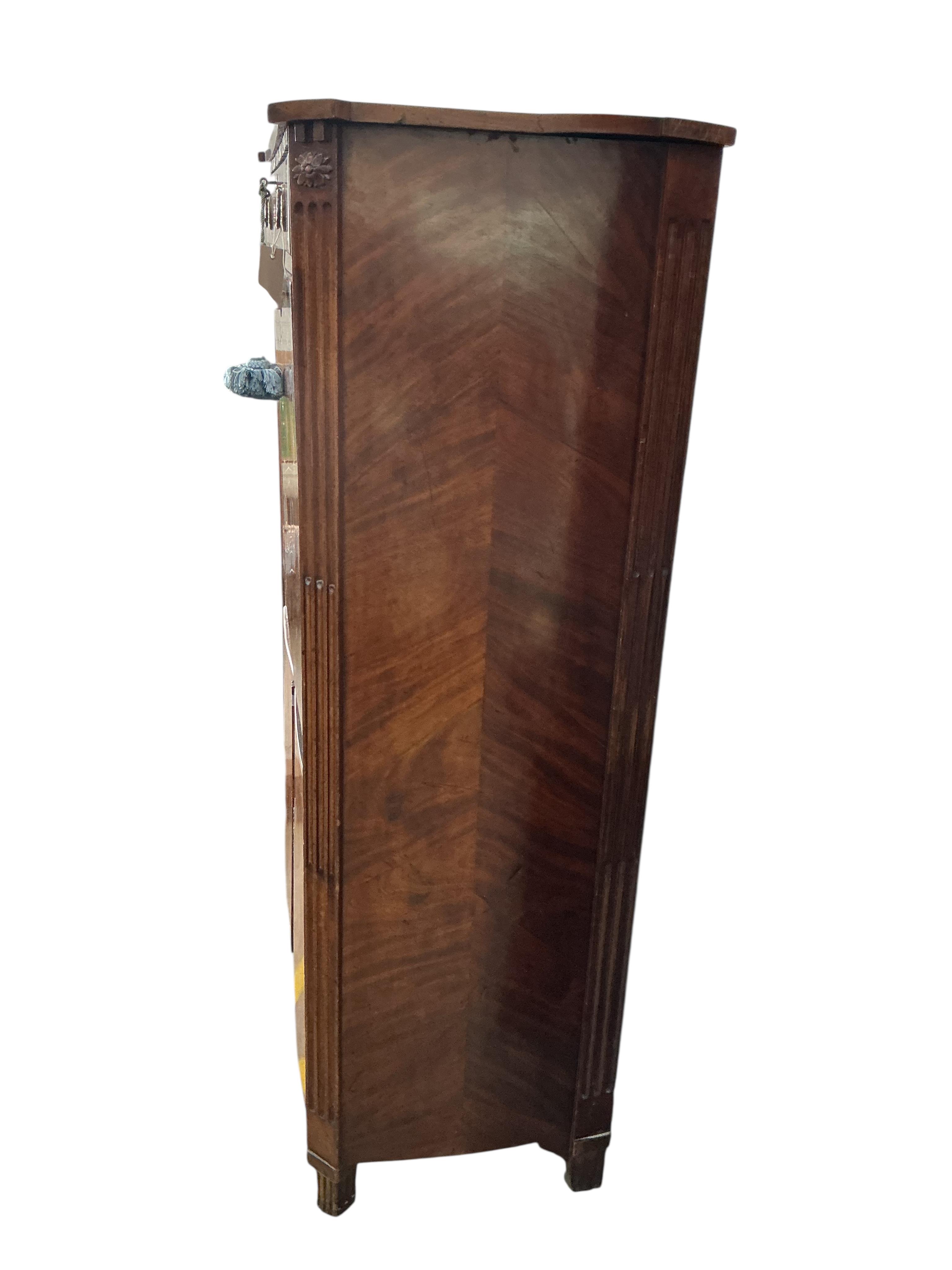 An early 19th century French mahogany secretaire abbattant, width 94cm, depth 48cm, height 150cm